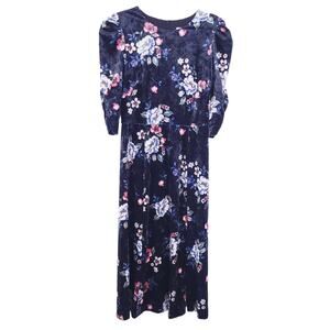Eliza J Maxi Dress Floral Size 6 Navy Blue Pink Modest, 3/4 Sleeves, Cottagecore